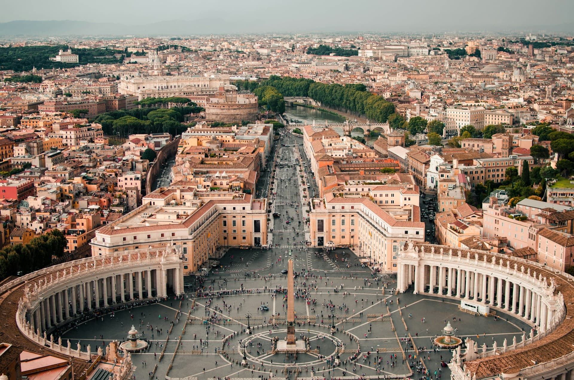 Aerial view of Rome at golden hour